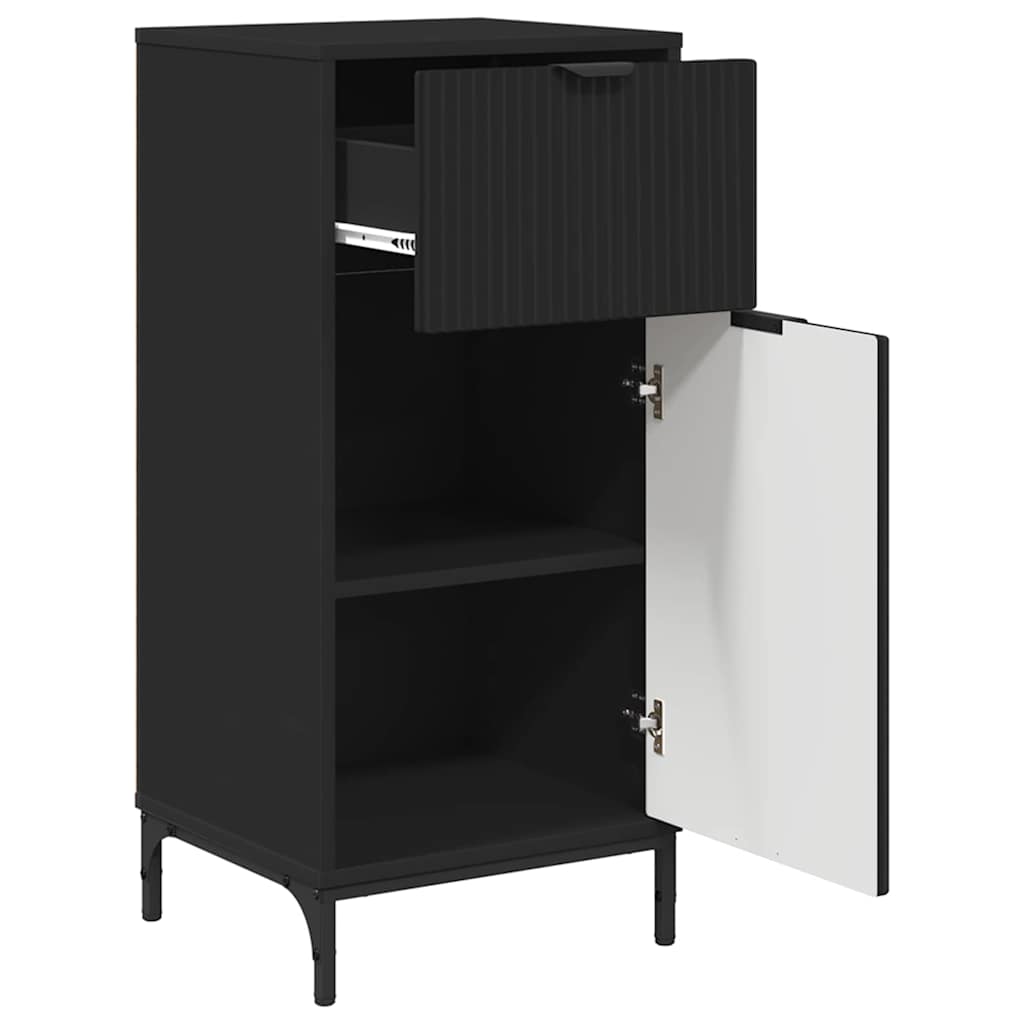 vidaXL Bathroom Furniture Set 2 pcs Black Engineered Wood and Metal