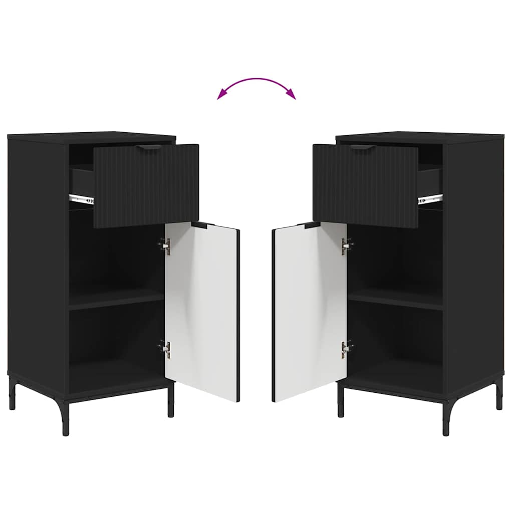 vidaXL Bathroom Furniture Set 2 pcs Black Engineered Wood and Metal