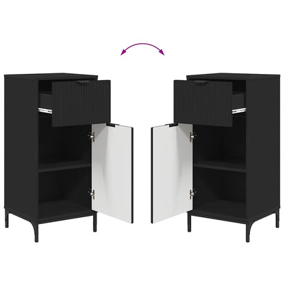 vidaXL Bathroom Furniture Set 2 pcs Black Engineered Wood and Metal