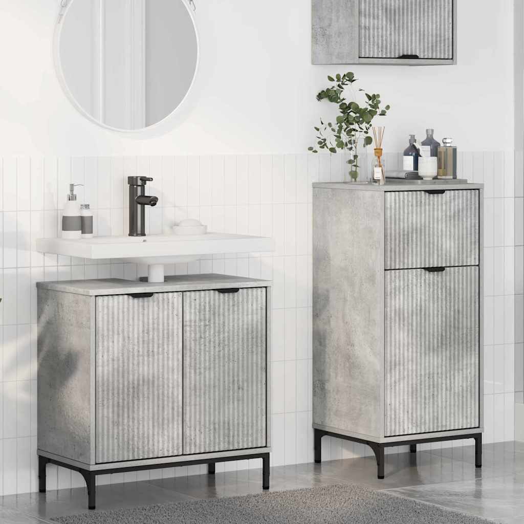 vidaXL Bathroom Furniture Set with Drawer 2 pcs Concrete Grey