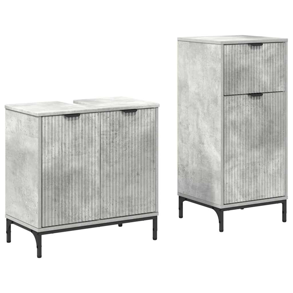 vidaXL Bathroom Furniture Set with Drawer 2 pcs Concrete Grey
