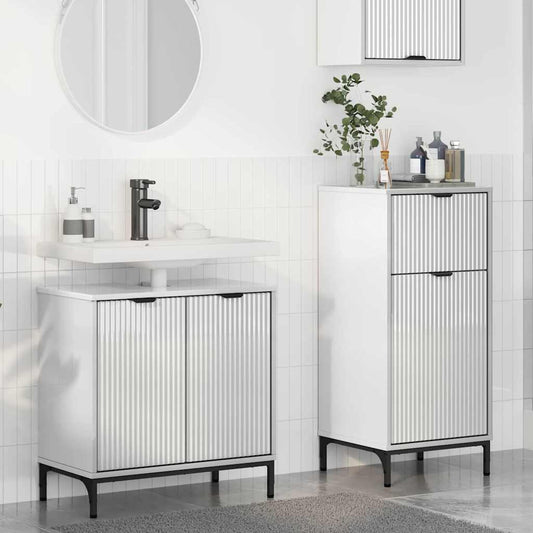 vidaXL Bathroom Furniture Set with Drawer 2 pcs High Gloss White