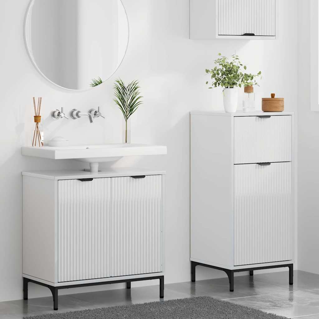 vidaXL Bathroom Furniture Set with Drawer 2 pcs High Gloss White