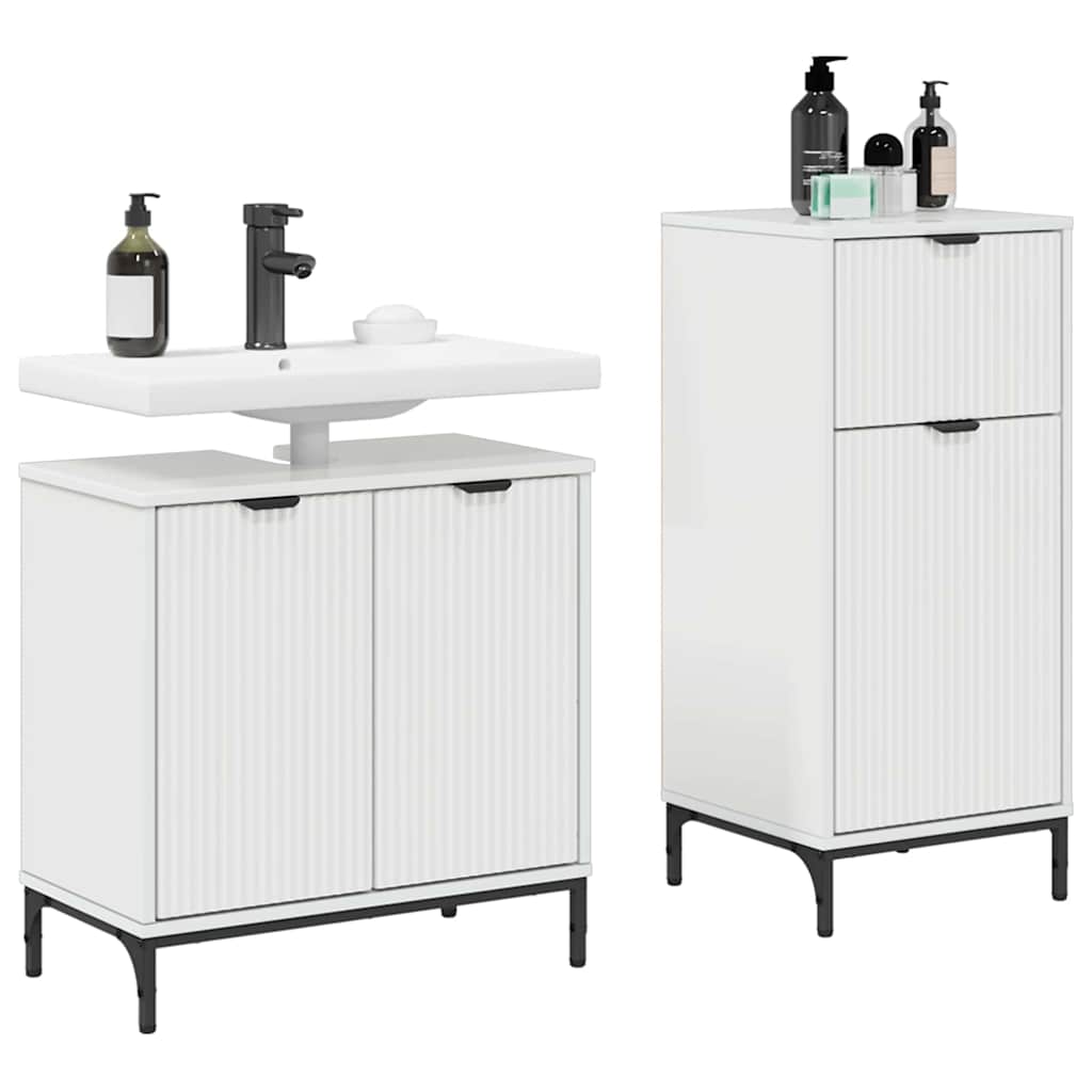 vidaXL Bathroom Furniture Set with Drawer 2 pcs High Gloss White