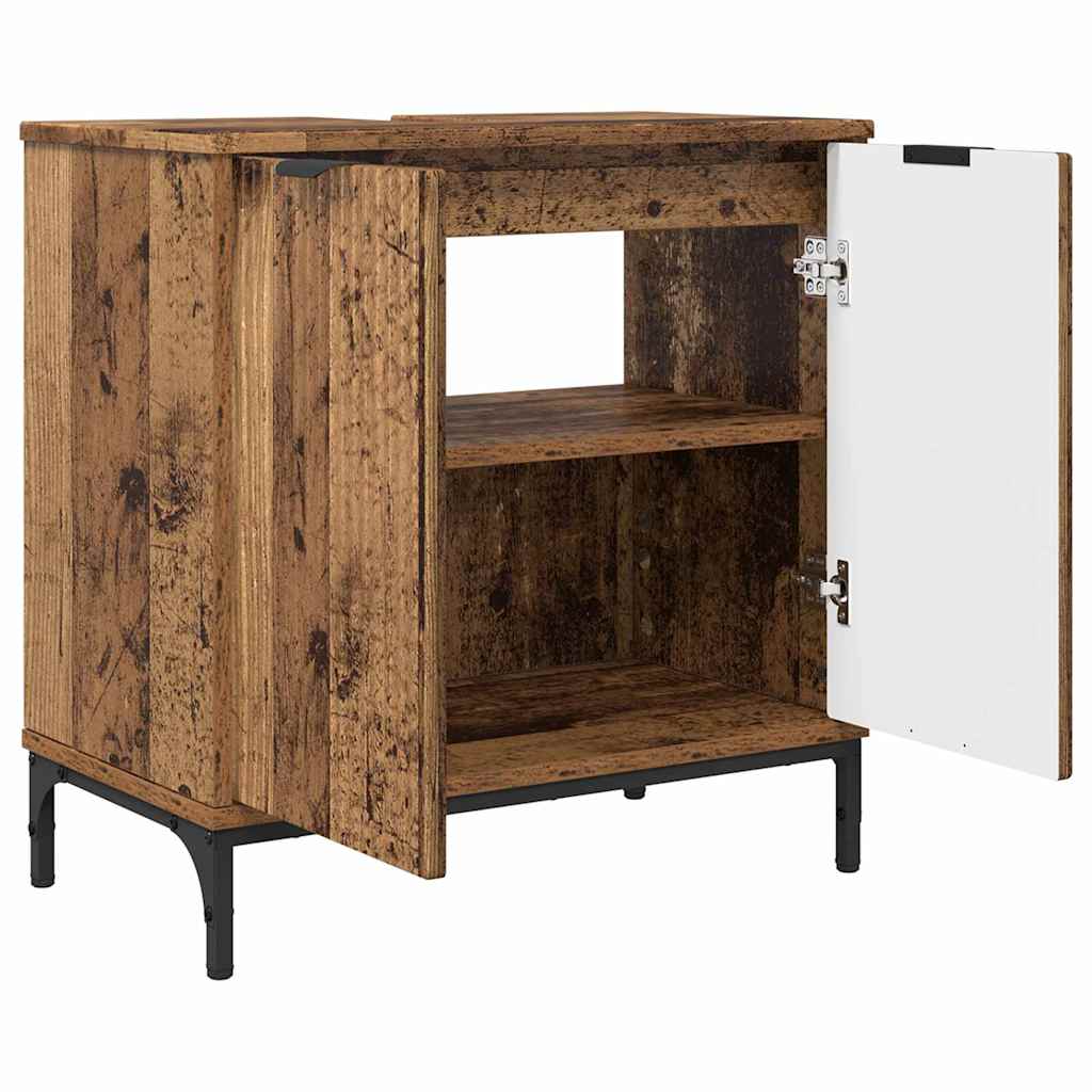vidaXL Bathroom Furniture Set 2 pcs Old Wood Engineered Wood and Metal