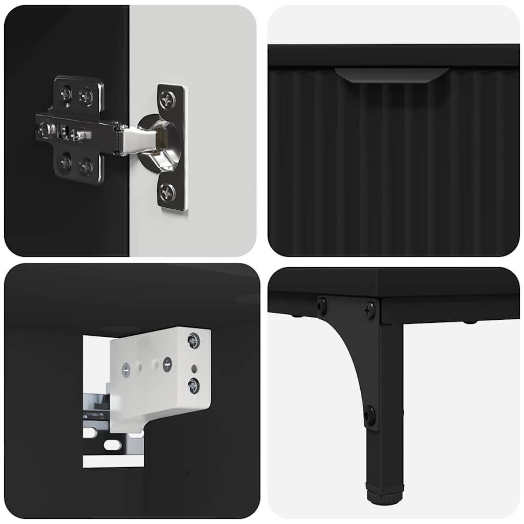 vidaXL Bathroom Furniture Set with Drawer Black Engineered wood, Metal