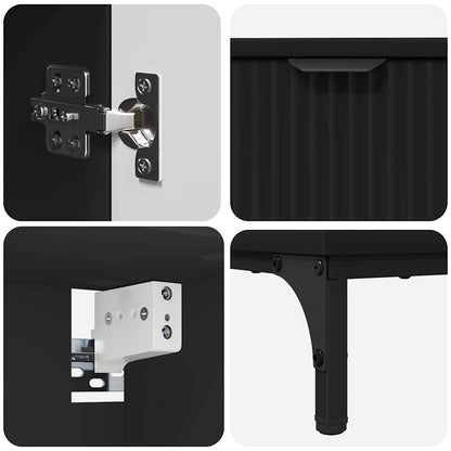 vidaXL Bathroom Furniture Set with Drawer Black Engineered wood, Metal
