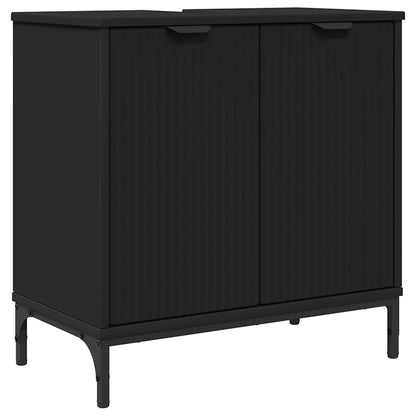 vidaXL Bathroom Furniture Set with Drawer Black Engineered wood, Metal