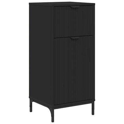 vidaXL Bathroom Furniture Set with Drawer Black Engineered wood, Metal