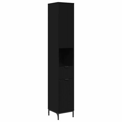 vidaXL Bathroom Furniture Set with Drawer Black Engineered wood, Metal