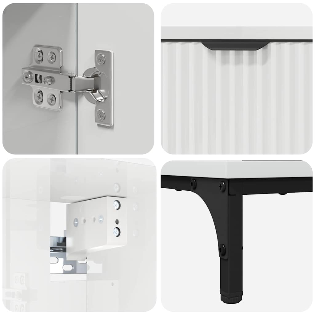 vidaXL Bathroom Furniture Set High Gloss White Engineered wood, Metal