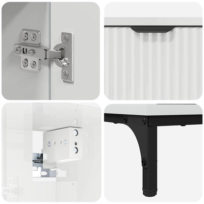 vidaXL Bathroom Furniture Set High Gloss White Engineered wood, Metal