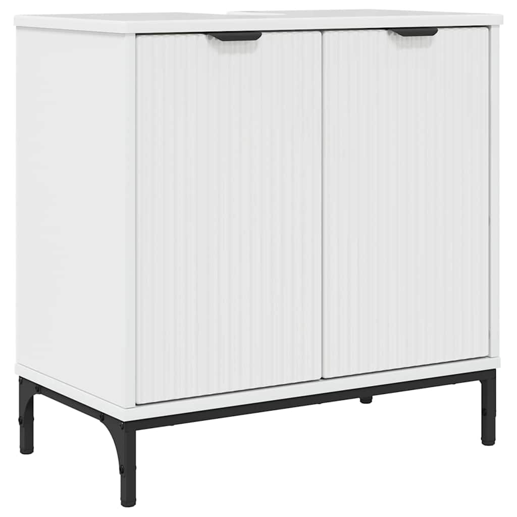 vidaXL Bathroom Furniture Set High Gloss White Engineered wood, Metal