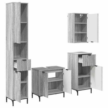 vidaXL Bathroom Furniture Set Grey Sonoma Engineered wood, Metal