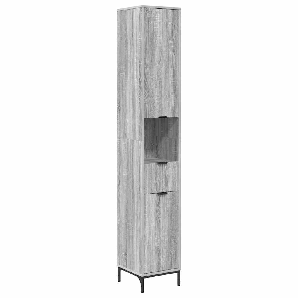 vidaXL Bathroom Furniture Set Grey Sonoma Engineered wood, Metal