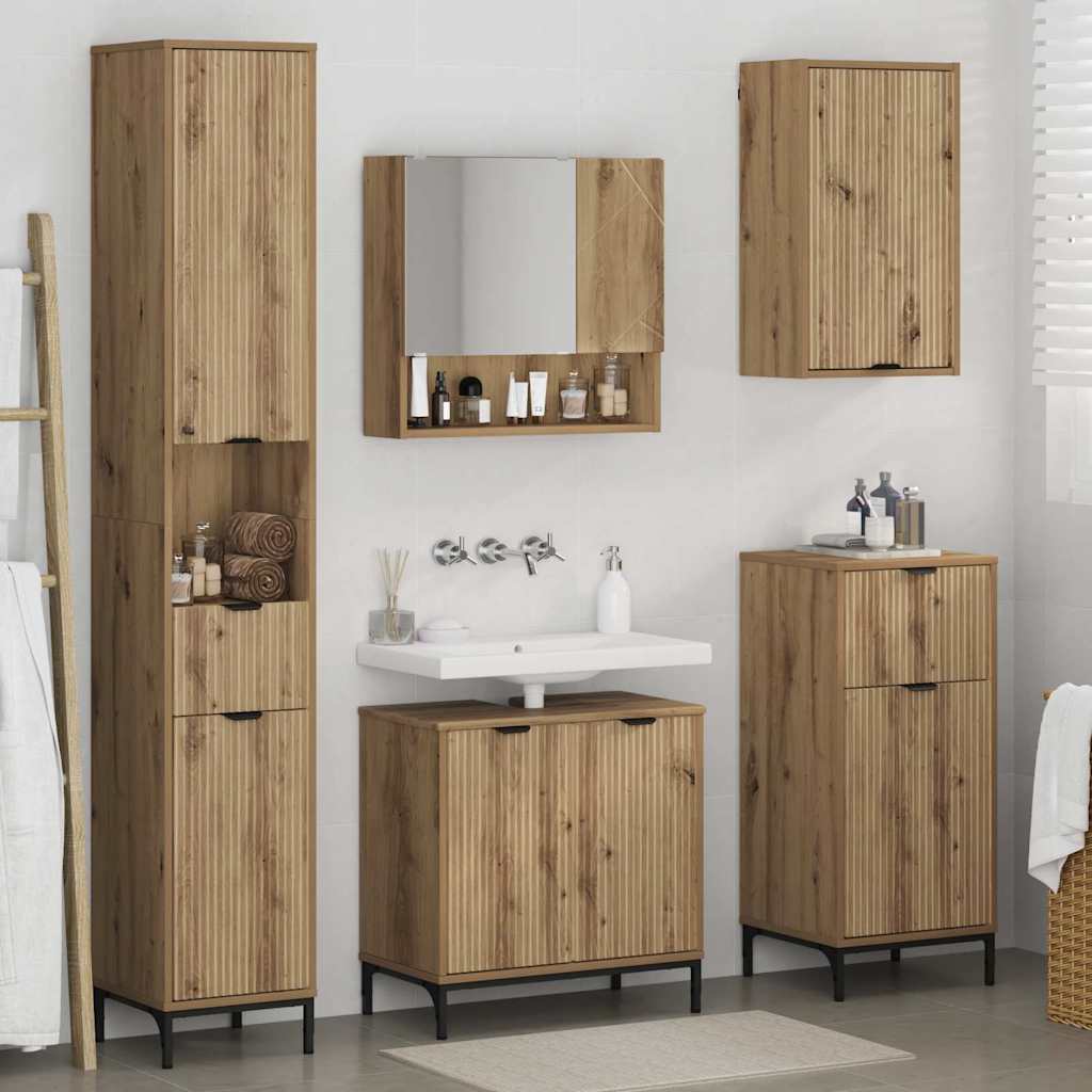 vidaXL Bathroom Furniture Set 4 pcs Artisan Oak Engineered wood, Metal