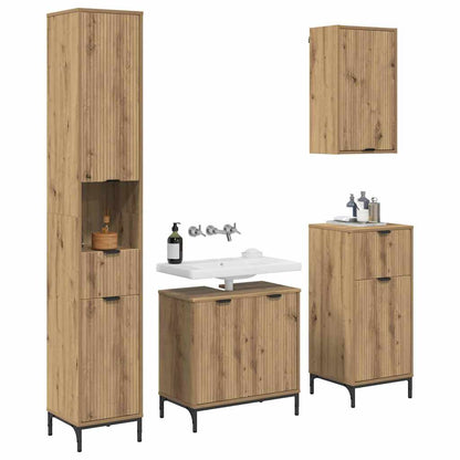 vidaXL Bathroom Furniture Set 4 pcs Artisan Oak Engineered wood, Metal