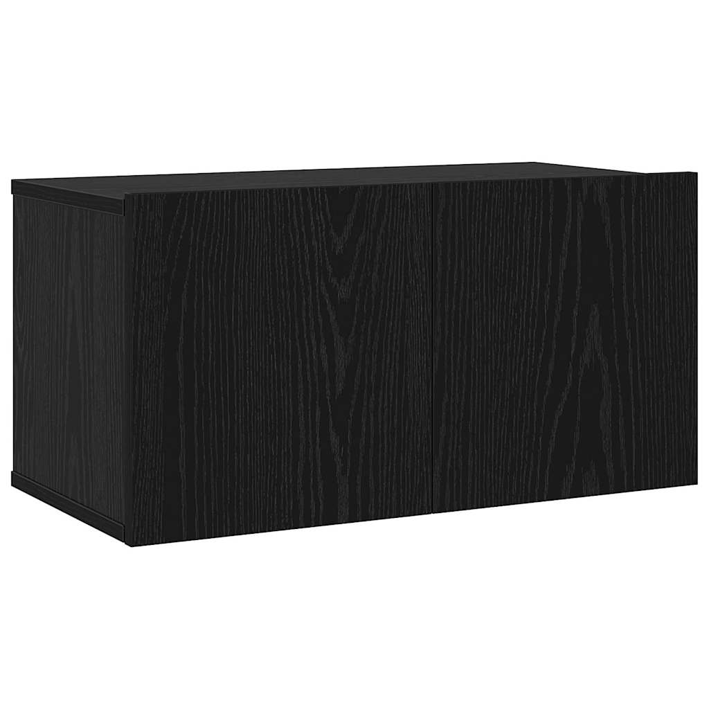 vidaXL TV Cabinet Set Wall-mounted Black Oak Engineered Wood