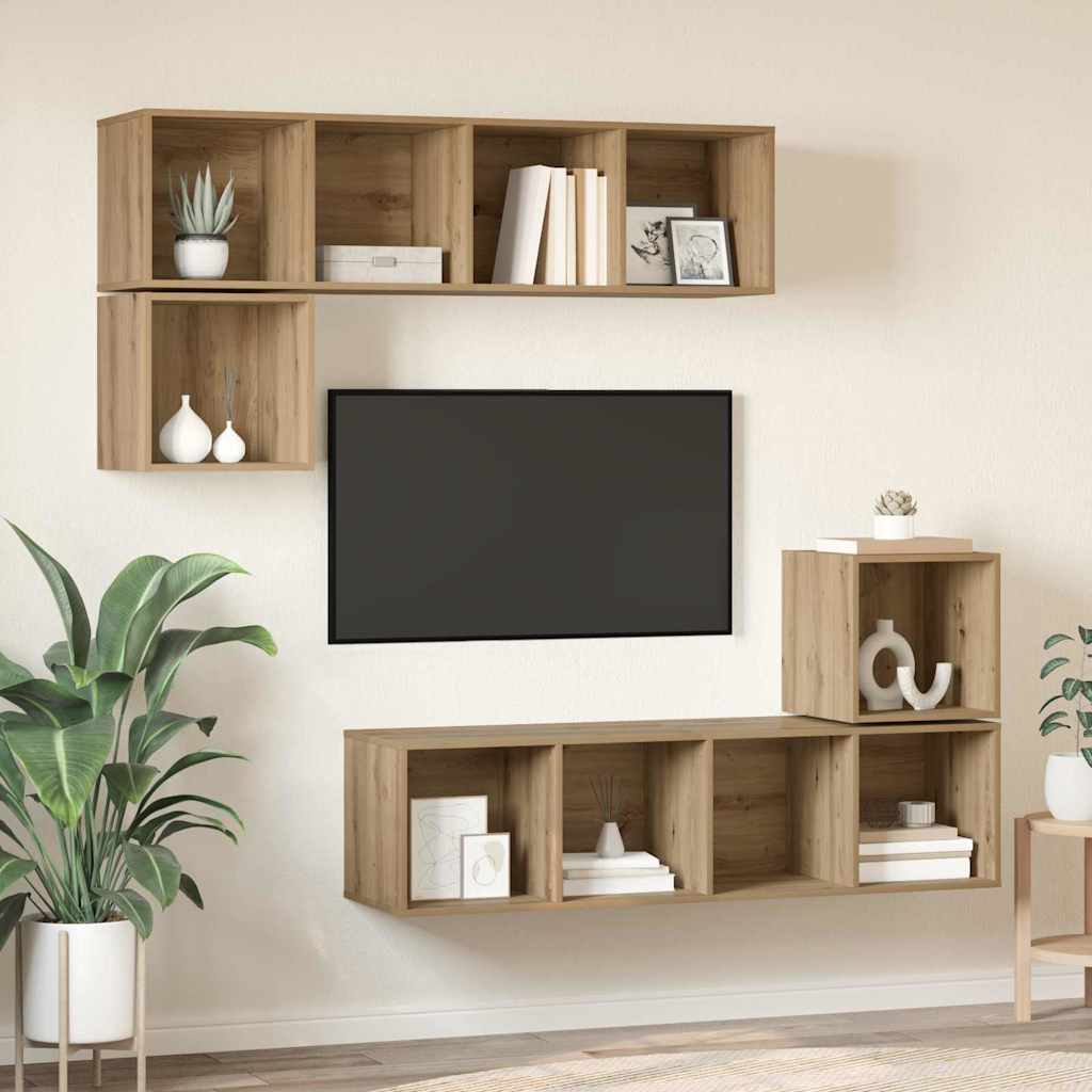 vidaXL TV Cabinet Set 4 pcs Artisan Oak Engineered Wood
