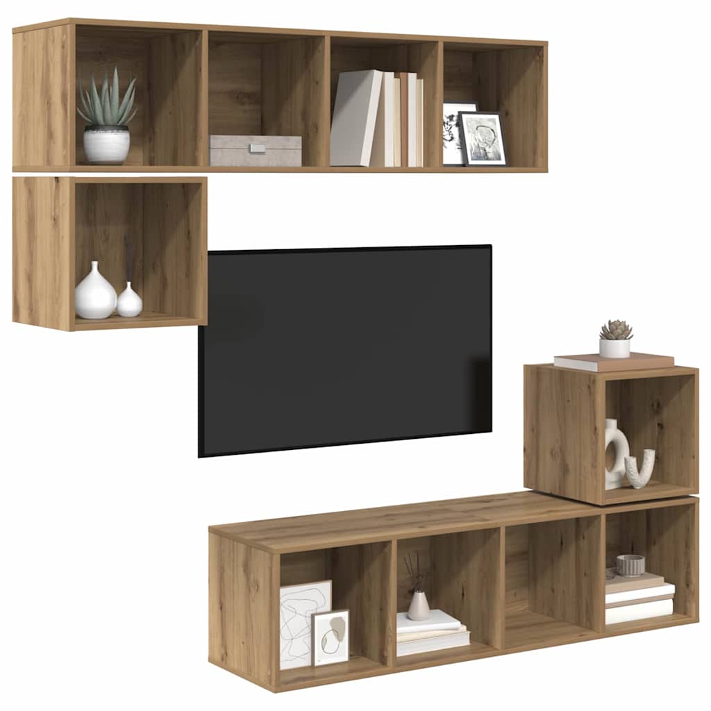 vidaXL TV Cabinet Set 4 pcs Artisan Oak Engineered Wood