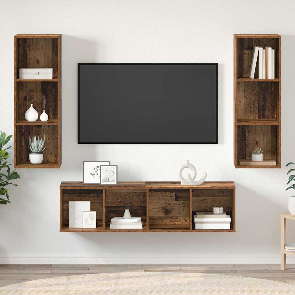 vidaXL TV Cabinet Set Wall-mounted 3 pcs Old Wood Engineered Wood