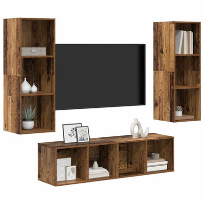 vidaXL TV Cabinet Set Wall-mounted 3 pcs Old Wood Engineered Wood