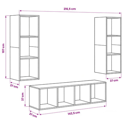 vidaXL TV Cabinet Set Wall-mounted 3 pcs Old Wood Engineered Wood
