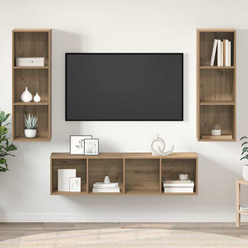 vidaXL TV Cabinet Set 3 pcs Artisan Oak Engineered Wood