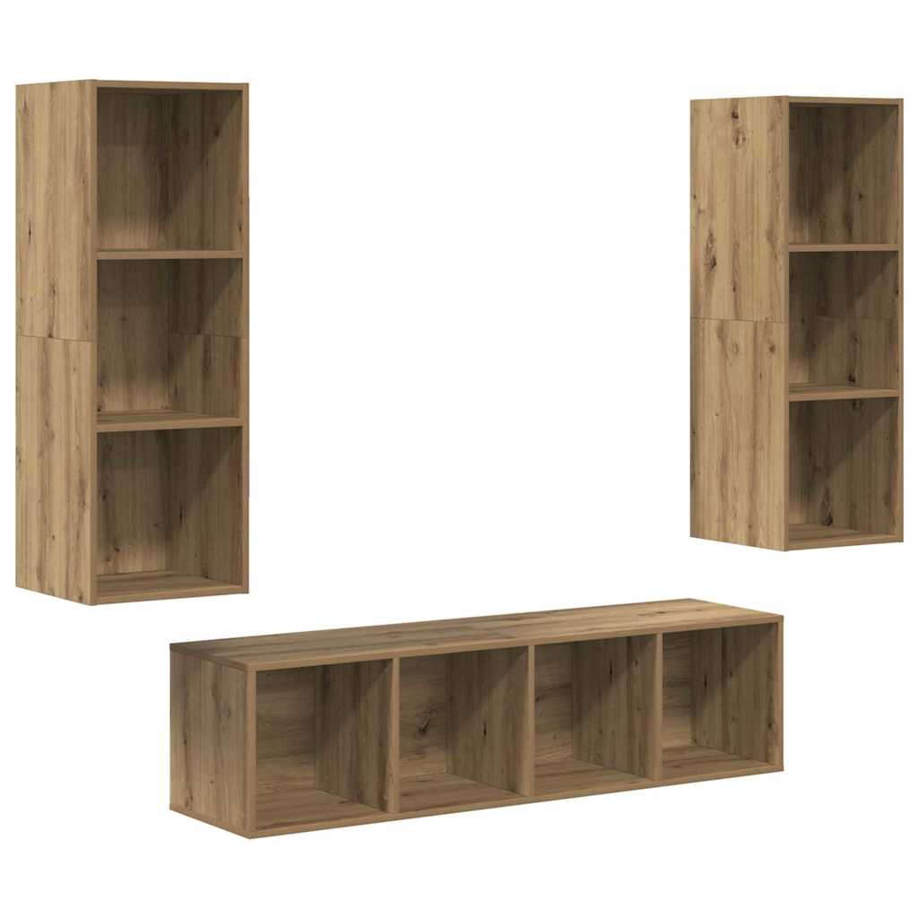 vidaXL TV Cabinet Set 3 pcs Artisan Oak Engineered Wood