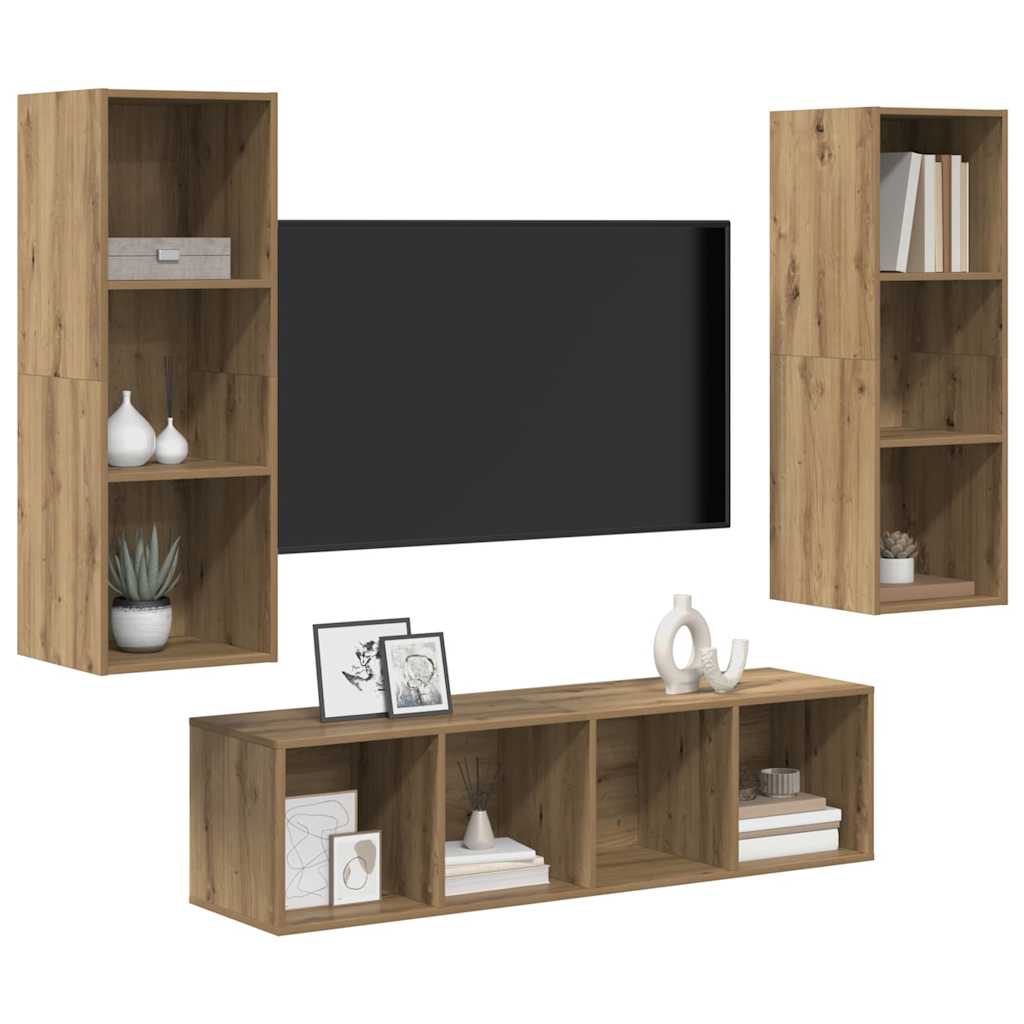 vidaXL TV Cabinet Set 3 pcs Artisan Oak Engineered Wood