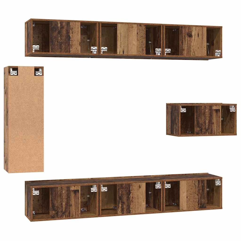 vidaXL TV Cabinet Set Wall-mounted 8 pcs Old Wood Engineered Wood