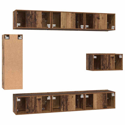 vidaXL TV Cabinet Set Wall-mounted 8 pcs Old Wood Engineered Wood