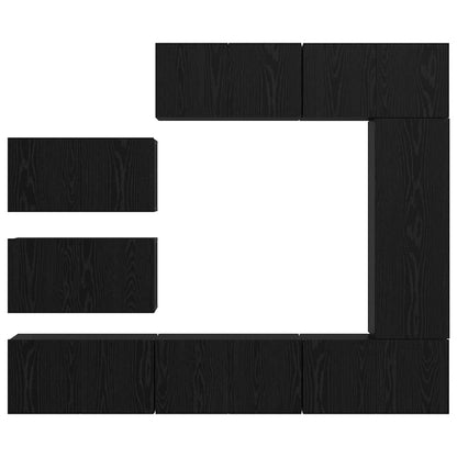 vidaXL TV Cabinet Set Wall-mounted 8 pcs Black Oak Engineered Wood