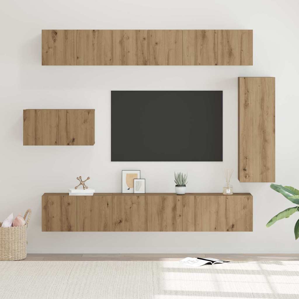 vidaXL TV Cabinet Set 8 pcs Artisan Oak Engineered Wood