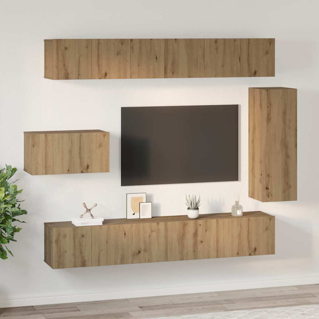 vidaXL TV Cabinet Set 8 pcs Artisan Oak Engineered Wood