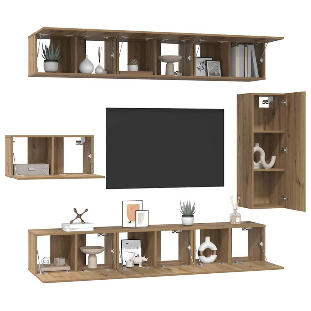 vidaXL TV Cabinet Set 8 pcs Artisan Oak Engineered Wood