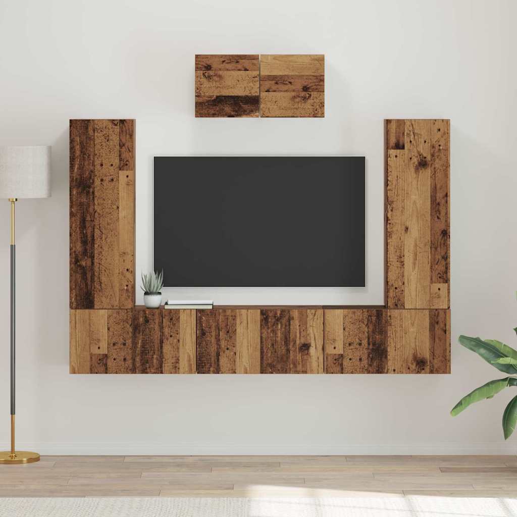 vidaXL TV Cabinet Set Wall-mounted 7 pcs Old Wood Engineered Wood