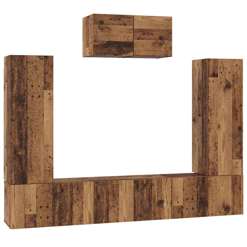 vidaXL TV Cabinet Set Wall-mounted 7 pcs Old Wood Engineered Wood