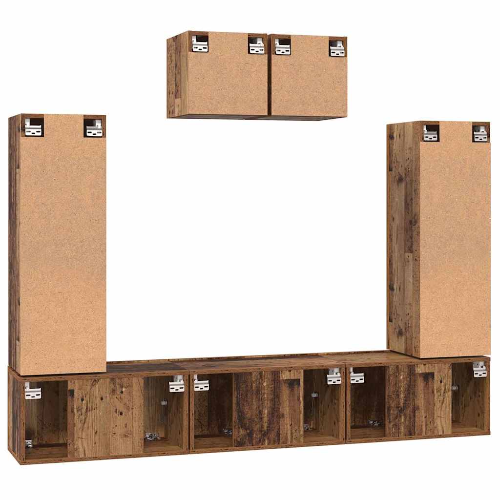 vidaXL TV Cabinet Set Wall-mounted 7 pcs Old Wood Engineered Wood