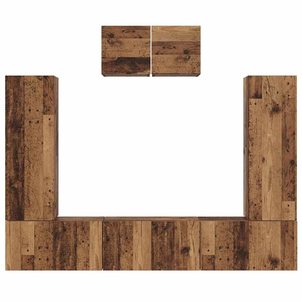 vidaXL TV Cabinet Set Wall-mounted 7 pcs Old Wood Engineered Wood
