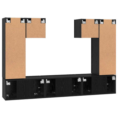 vidaXL TV Cabinet Set Wall-mounted 7 pcs Black Oak Engineered Wood