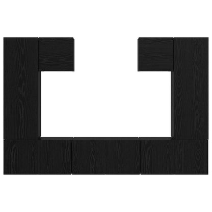 vidaXL TV Cabinet Set Wall-mounted 7 pcs Black Oak Engineered Wood