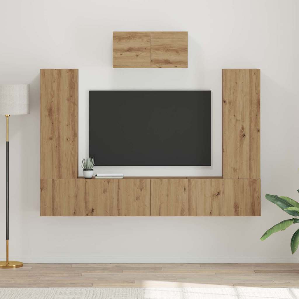 vidaXL TV Cabinet Set 7 pcs Artisan Oak Engineered Wood