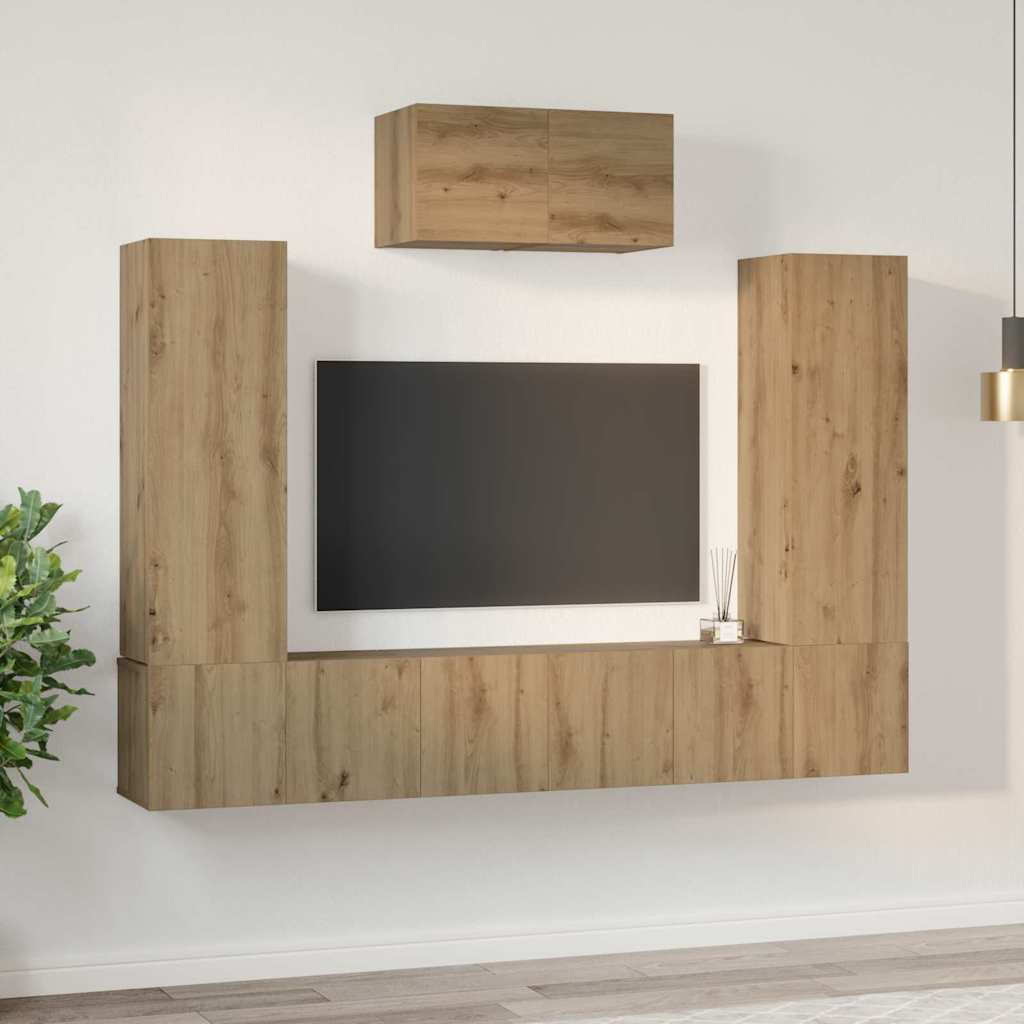 vidaXL TV Cabinet Set 7 pcs Artisan Oak Engineered Wood
