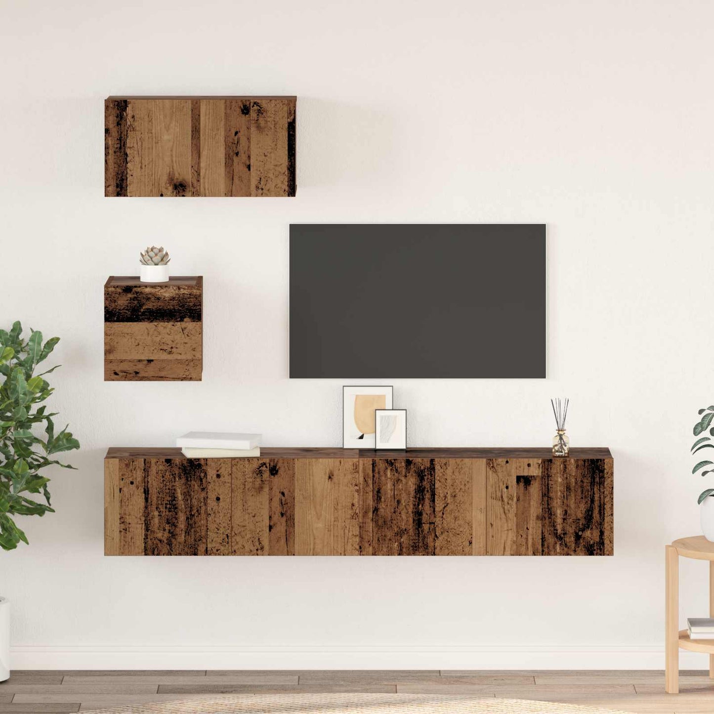 vidaXL TV Cabinet Set Wall-mounted 3 pcs Old Wood Engineered Wood