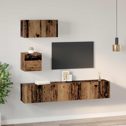 vidaXL TV Cabinet Set Wall-mounted 3 pcs Old Wood Engineered Wood