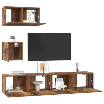 vidaXL TV Cabinet Set Wall-mounted 3 pcs Old Wood Engineered Wood