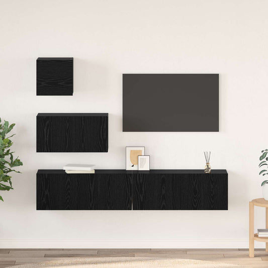 vidaXL TV Cabinet Set 3 pcs Black Oak Engineered Wood