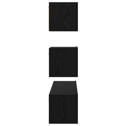 vidaXL TV Cabinet Set Wall-mounted 3 pcs Black Oak Engineered Wood