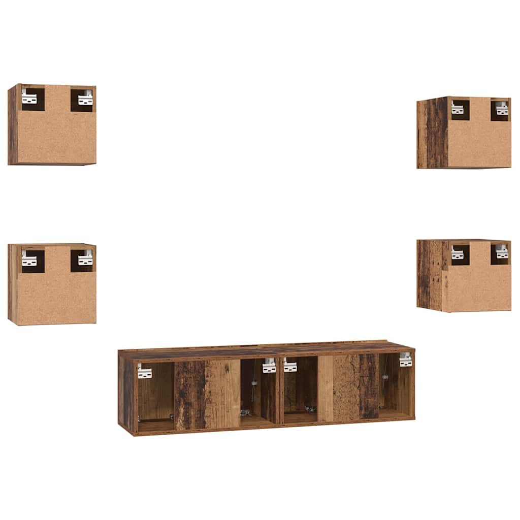 vidaXL TV Cabinet Set Wall-mounted 6 pcs Old Wood Engineered Wood